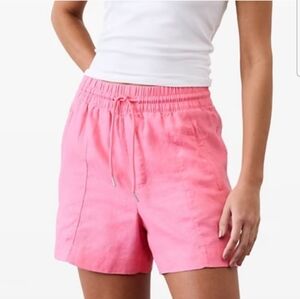 Athleta Womens Retreat Linen Pink Shorts Pockets Breathable Quick Dry Sz. XS